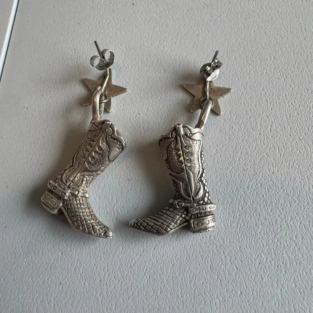 Vintage 90s western Cowgirl Boot earrings